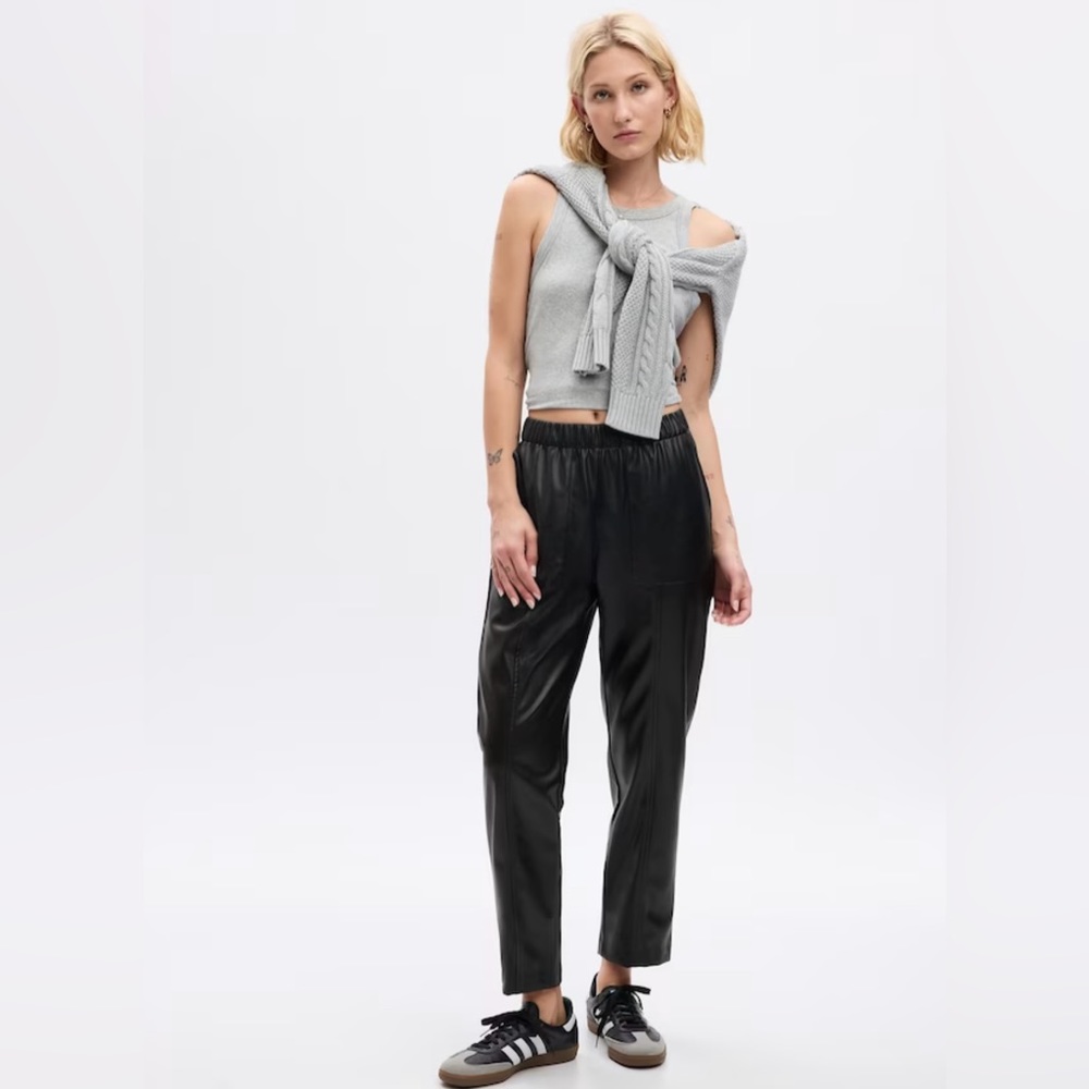 GAP High Rise Vegan Leather Straight Pull-On Pants